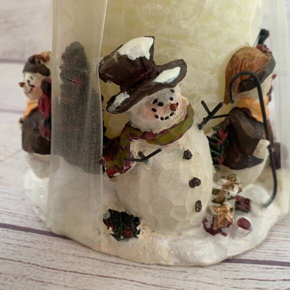 Snowman Candle Holder with Candle NEW In Packaging Winter Christmas Centerpiece - Picture 4 of 8